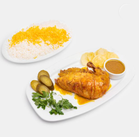چلو مرغ سرخ شده سینه